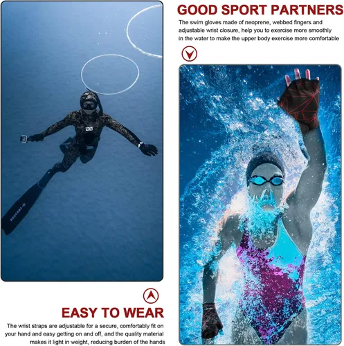 Miniatura 6 de TAGVO Guantes acuáticos de natación, guantes acuáticos para ayudar a la resistencia de la parte superior del cuerpo, guantes de natación con malla