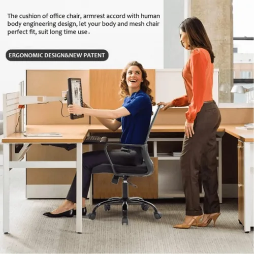 Miniatura 7 de Silla de escritorio ergonómica de malla, silla de computadora con soporte lumbar y reposabrazos, silla de escritorio ajustable para computadora