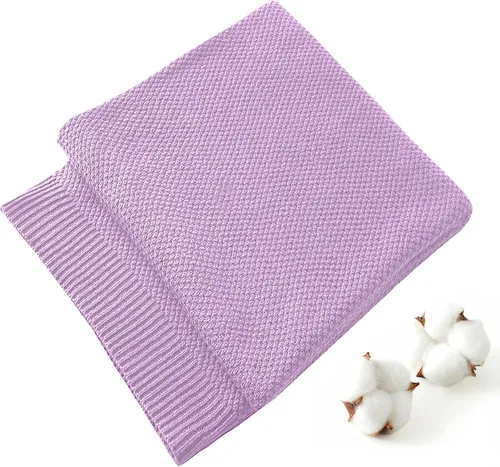 Miniatura 10 de Treely manta de punto de 100 % algodón, para sofá, silla, cama, decoración del hogar, manta de punto decorativa, suave y acogedora, 50 x 60 Marrón