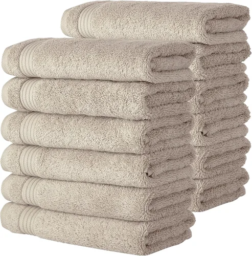 Classic Turkish Towels CTT - Juego de 12 paños de primera calidad, 100% algodón turco, altamente absorbentes y de secado rápido, toallas faciales