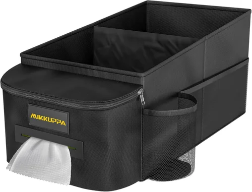 MIKKUPPA Organizador de Asiento de Coche - Organizador para Asiento Delantero del Pasajero y Asiento Trasero con Caja de Paños y Portavasos, Caja de