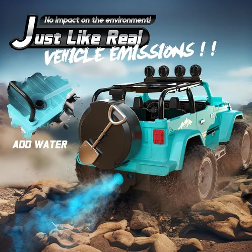 Miniatura 3 de DEERC Coche de Control Remoto con Neblina y Música, Camión de Control Remoto 1:16 para Niños, Juguete de Coche RC de 2.4Ghz con 2 Baterías, Regalo