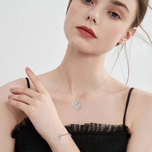 Miniatura 4 de CUOKA MIRACLE Collar de cruz con dije de corazón infinito, collar de plata de ley 925 con cadena delicada, joyería de 18 pulgadas, regalo de Navidad