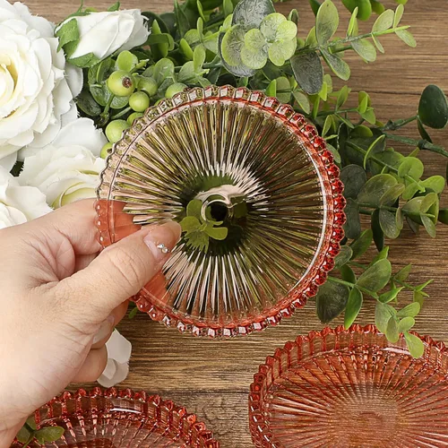 Miniatura 3 de JUXYES Juego de 5 posavasos de cristal tono ámbar redondos, tapetes para tazas de vidrio para bebidas, café, té, vino, posavasos decorativos