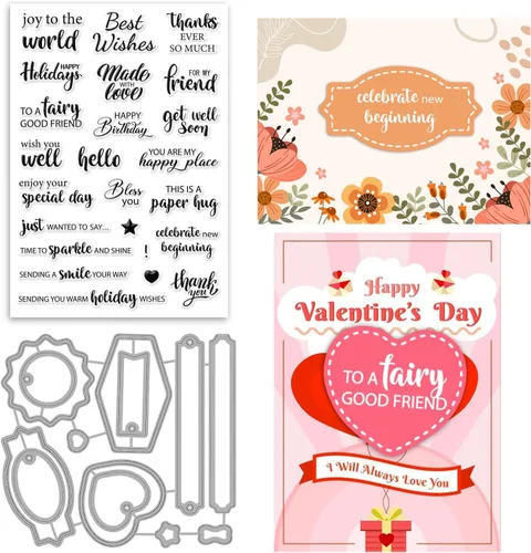 Miniatura 8 de ORIGACH Sellos y troqueles de manzanilla para hacer tarjetas, juego de troqueles y sellos de flores para álbum de recortes de bricolaje decorativo