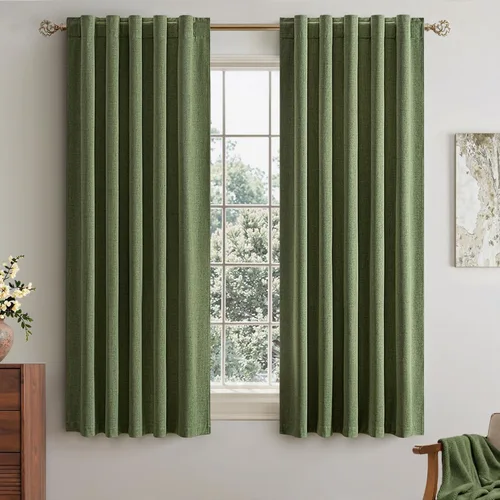 Miniatura 16 de EMEMA - Cortinas opacas de lino color beige, 72 pulgadas de largo, 2 paneles para dormitorio o sala de estar, con aislamiento térmico, 100%