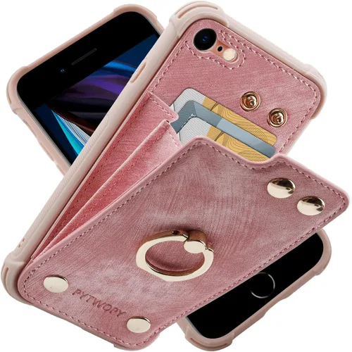 Miniatura 27 de Funda tipo cartera compatible con iPhone XR/10R con tarjetero de crédito, funda protectora de cuero a prueba de golpes compatible con anillo