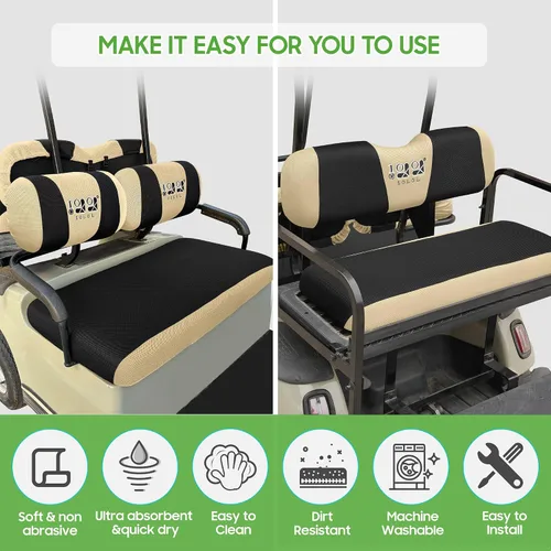 Miniatura 3 de 10L0L Fundas para Asientos Delanteros y Traseros de Carrito de Golf, Juego Completo para G2 G8 G9 G11 G14 G16 G19 G20 G21 G22 y Club Car DS