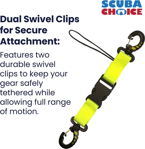 Miniatura 3 de Scuba Clips Lanyard with Dual Clips and Quick Release Buckle, Scuba Accessory for Diving, Dive Clip for Equipment Essentials Amarillo