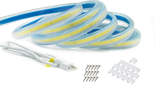 Miniatura 2 de Tira de luz LED 3000K AC 110V 1M Iluminación impermeable 110 voltios Tira de luz LED COB enchufable 1 metro Blanco cálido para iluminación