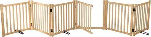 Miniatura 8 de YOCAN Puertas independientes de madera no pintadas para perros, para la casa, puertas, escaleras, vallas de madera para perros para interiores