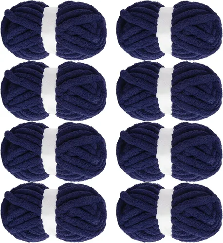 Miniatura 16 de MABOZOO Paquete de 8 ovillos de hilo grueso surtido para crochet - Chenilla jumbo esponjosa, hilo suave y voluminoso para tejer a mano o con los Rojo