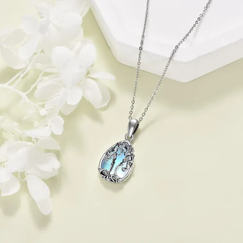 Miniatura 71 de ONEFINITY Collar de plata de ley 925 con diseño de árbol de la vida con colgante de nudo celta de concha de abulón para mujer