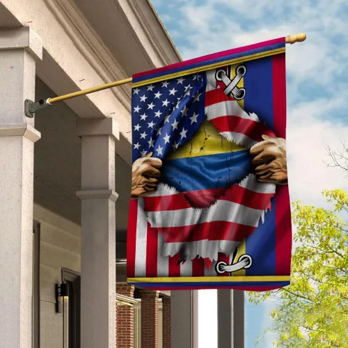 Miniatura 2 de Banderas orgullosas de la bandera colombiana americana rasgada, bandera de Colombia Strong House (29.5 x 39.5 pulgadas), banderas de Estados Unidos