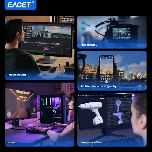 Miniatura 6 de EAGET 512GB High-Speed Dual USB Flash Drive, Up to 2100 MB/s, Portable SSD with USB 3.2 + USB-C, Metal Frame & Transparent Window Design, External