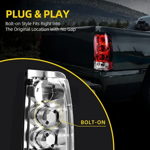 Miniatura 5 de DWVO Conjunto de luces traseras compatible con Chevy Silverado 1999 2000 2001 2002 1500 2500/01 02 Chevy Silverado 3500/1999-2003 GMC Sierra 1500