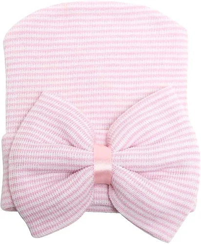 Miniatura 3 de DRESHOW BQUBO Newborn Hospital Hat Infant Baby Hat Cap with Big Bow Soft Cute Knot Nursery Beanie