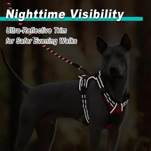 Miniatura 5 de BARKBAY Arnés para perro sin tirones para perros grandes, ajustable, reflectante, cómodo, sin estrangulamiento, resistente, perfecto para Rojo