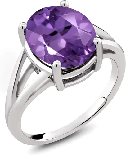 Miniatura 103 de Gem Stone King Anillo solitario con piedra preciosa de 3.00-7.00 quilates Plata de ley 925 Ovalado de 0.47 x 0.49 pulgadas Anillo