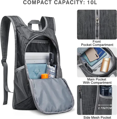 Miniatura 3 de G4Free Mochila de senderismo de 10L Mochila de viaje pequeña Mochila plegable ligera Mochila de hombro plegable casual
