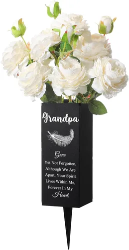 Miniatura 8 de Geosar Jarrones de Cementerio para Mamá de Metal para Tumba, Jarrón de Flores para Cementerio, Soporte de Flores Conmemorativo con Pico