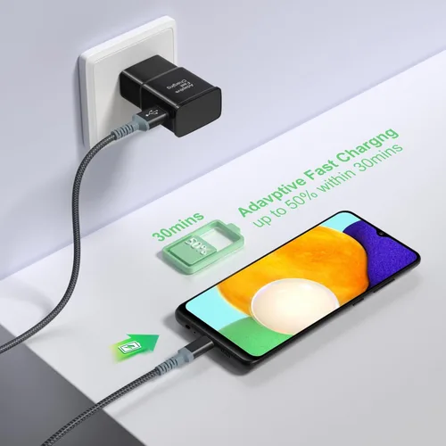Miniatura 2 de Cargador de pared de carga rápida adaptable con cable USB C de 10 pies, cargador rápido USB tipo C compatible con Galaxy S25 S24 S23 Ultra A15 A13