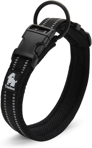 Miniatura 12 de Creation Core Collar reflectante para perro con anillo de malla transpirable, suave acolchado de nailon ajustable, collar para mascotas, 0.6 Negro