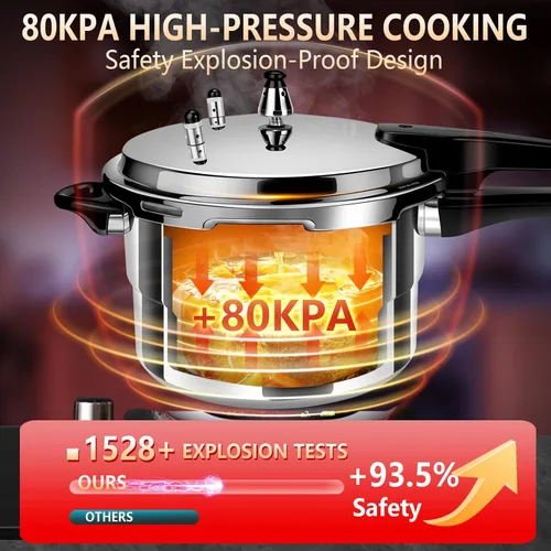 Miniatura 5 de Olla a presión de 8 cuartos de galón + aluminio, ollas de presión para cocinar olla a presión de 8 cuartos de galón, compatible con inducción