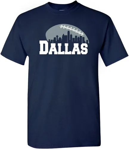 Xtreme Apparrel City Skyline - Camiseta de hombre para los aficionados al fútbol americano Dallas - Camisa azul marino