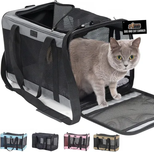Miniatura 10 de GORILLA GRIP Transportadora de Viaje para Gatos de hasta 15 Libras, Transportadoras Suaves Plegables para Perros Pequeños, Malla Transpirable