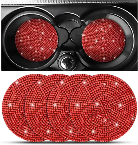 Miniatura 26 de Osilly – Portavasos para auto con brillantes, 2 unidades, diamantes de imitación, antideslizantes, portavasos universales de 2.75 pulgadas