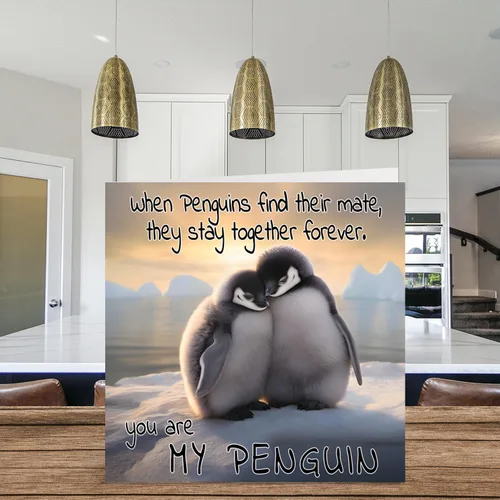 Miniatura 3 de Tarjeta de aniversario de pingüino – You Are My Penguin – Bonita tarjeta romántica para el día de San Valentín para novia, novio, esposa, marido