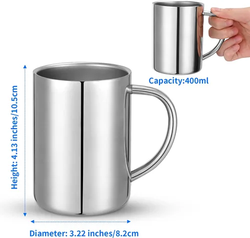 Miniatura 6 de Taza de café aislada de acero inoxidable 304 de 13.5 fl oz, vaso de viaje al vacío de doble pared, inastillable para campamento, oficina