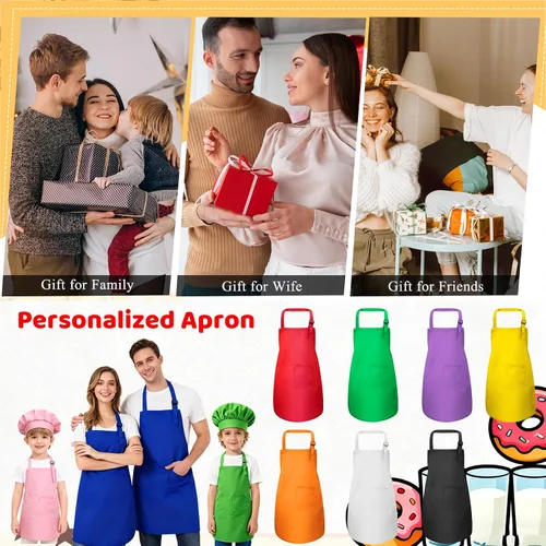 Miniatura 6 de Delantal personalizado para niños, mujeres y hombres con foto de texto, delantal personalizado para mujeres, delantales de chef para hombres