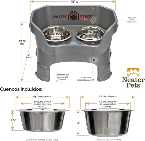 Miniatura 9 de Neater Feeder Deluxe - Soporte de tazón elevado para perro mediano, antidesorden y antiderrames, de Estados Unidos, extensiones en las patas, juego