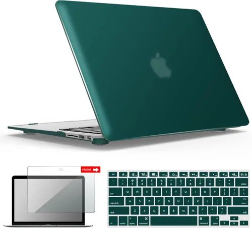 Miniatura 14 de iBenzer Carcasa rígida de plástico con superficie suave 3 en 1 y cubierta para teclado y protector de visualización para MacBook Air, Negro