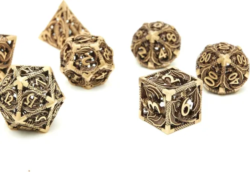 Miniatura 6 de DND - Juego de dados de metal, dados poliédricos de Calabozos y Dragones, juego de dados poliédricos para juegos de rol, juego de dados poliédricos