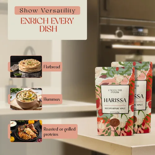 Miniatura 7 de Mezcla de condimentos Harissa marroquí de alta calidad, especias y condimentos sin gluten con pimentón, sal y cebolla deshidratada, polvo Harissa