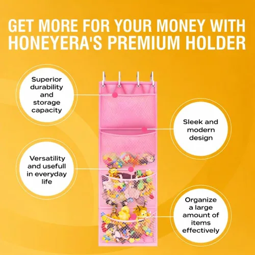 Miniatura 6 de Honeyera Almacenamiento para Animales de Peluche - Organizador sobre Puerta para Muñecos, Accesorios para Bebés y Juguetes de Felpa/Fácil Rosa