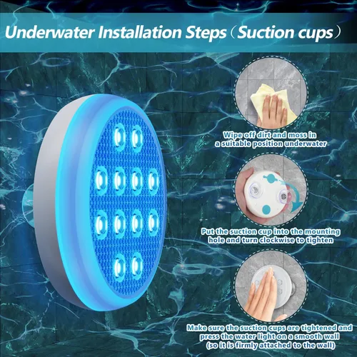 Miniatura 3 de QOLNBY - Luces de piscina recargables, luces LED sumergibles con control remoto, luces subacuáticas impermeables IP68, luz flotante que cambia de 16