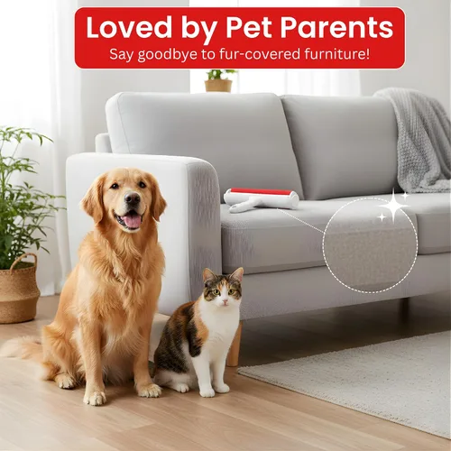 Miniatura 4 de Rodillo removedor de pelo de mascotas para perros y gatos, herramienta reutilizable para quitar pelos y pelusas con mango de fácil agarre, plástico