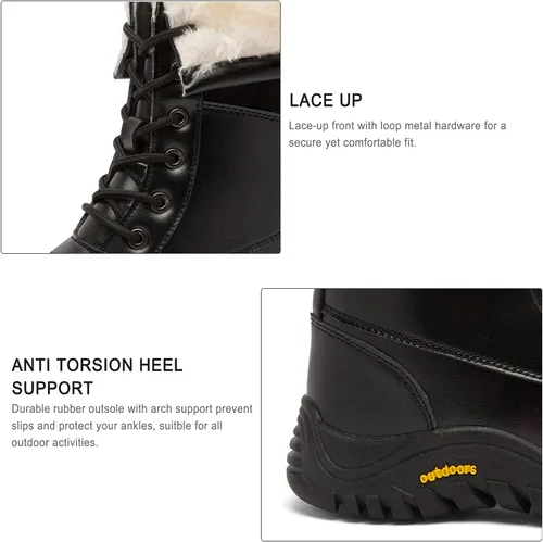 Miniatura 5 de Botas de invierno para mujer, impermeables, cálidas, con forro de piel sintética, botas de nieve para mujer, botas de nieve a la moda, botas de pato