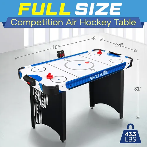 Miniatura 2 de SereneLife Mesa de juego de hockey de aire de 48 pulgadas, con rastreador de puntuación integrado y dispensador de disco, marcador LED digital