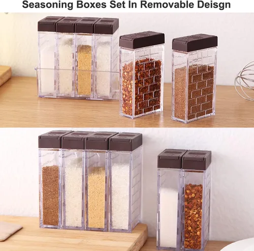 Miniatura 4 de Juego de 12 frascos para condimentos, salero y pimentero, juego de condimentos para condimentos, cajas dispensadoras de especias, botellas #UN