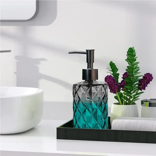 Miniatura 7 de Dispensador de jabón de vidrio con bomba de plástico, dispensador de jabón líquido de 330ml/11oz para baño y cocina, dispensador manual para líquido