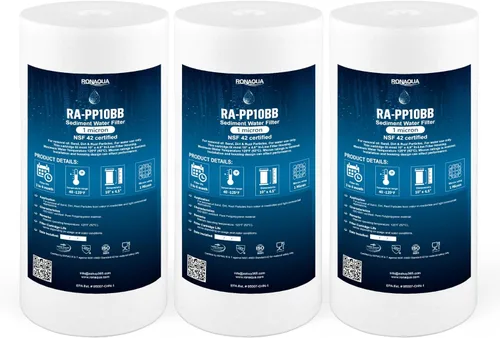 Ronaqua Cartucho de filtro de agua de repuesto de sedimentos grandes de 10 x 4.5 pulgadas, 1 micrón, certificado NSF, para toda la casa, compatible