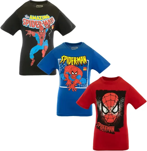 Marvel Avengers and Spider-Man - Paquete de 3 camisetas para niños, personajes de niños, paquete de 3 camisetas