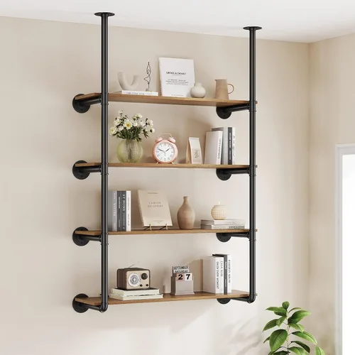 Miniatura 2 de Pynsseu Estante Industrial de Tubo de Hierro para Montaje en Pared, Estantería Abierta DIY de Granja, Estantes de Tubo para Cocina Baño, Librerías