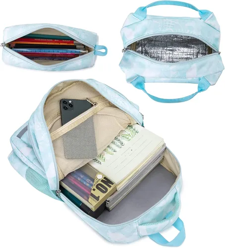 Miniatura 6 de YCBB Juego de mochilas escolares para niñas, azul, (Blue Mermaid), Mochila, compatible, viaje