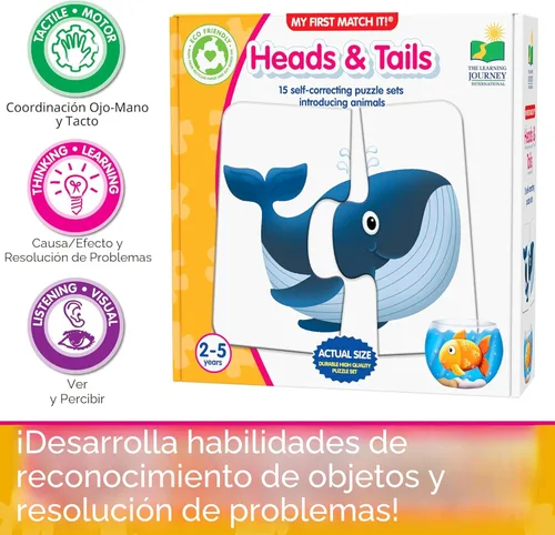 Miniatura 6 de The Learning Journey: ¡Mi primer juego de emparejar! - Cabezas y colas - 15 juegos de rompecabezas autocorregibles de memoria de animales